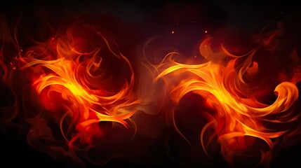 Fototapeta premium Beautiful stylish fire flames during the night. Fire flame with burning red hot sparks isolated on black background