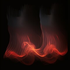 Warm air flow on a dark background. Infrared wind wave light effect.  illustration, Generative AI - obrazy, fototapety, plakaty