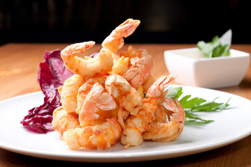 Langostinos en tempura 