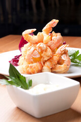 Langostinos en tempura 