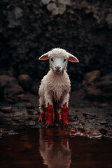 Obraz premium The blood of the lamb - Redemption's Embrace - The Lamb and the Blood - Passover Peace - A Symbolic Lamb's Sacrifice