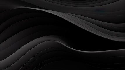Black abstract background design. Modern wavy line pattern (guilloche curves) in monochrome colors. Dark horizontal lines