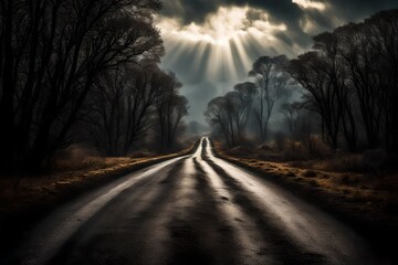 clouds over the road