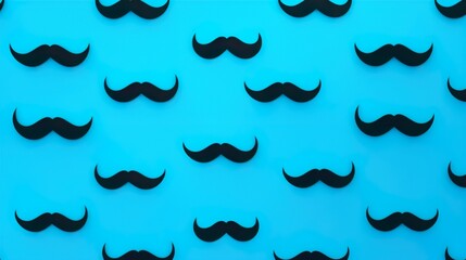 Blue moustache pattern on a blue background prostate cancer awareness month.