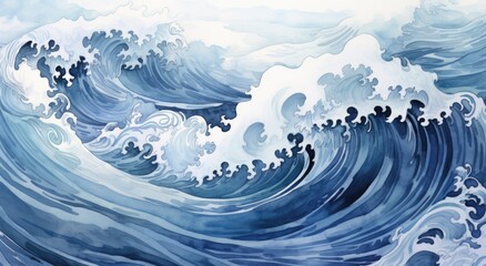 Naklejka premium A Majestic Wave: The Power and Beauty of the Ocean Captured on Canvas