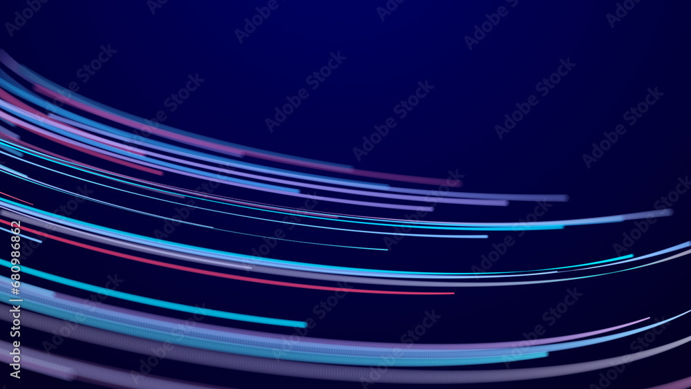 Aufkleber abstract glitter particles in dark space. network data transfer concept. 3d rendering.