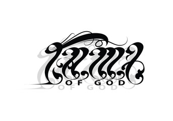 LAMB OF GOD word lettering tattoo design
