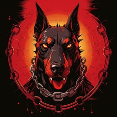 The Chained Guardian: A Loyal and Powerful Black and Red Dog with Chains