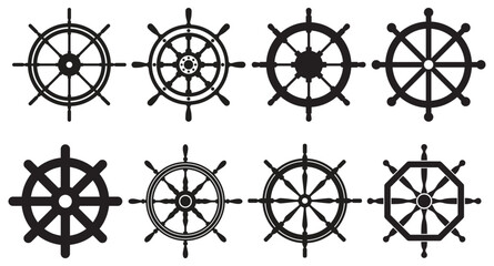 Set of ship wheel vector, Helm vectors  - obrazy, fototapety, plakaty