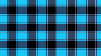 Light Blue and Black Buffalo Check Plaid Seamless Pattern - Classic style flannel plaid - obrazy, fototapety, plakaty