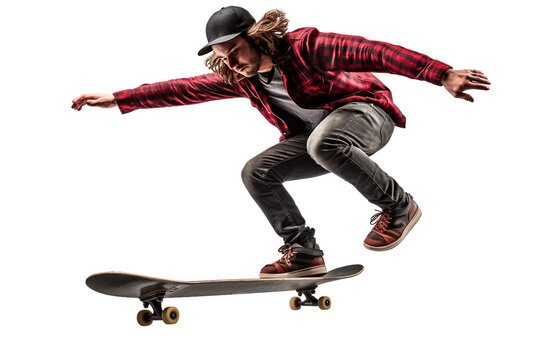 High-Flying Skateboard Maneuver on a transparent background
