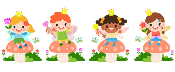 little fairy clipart, Cute beautiful little winged fairies
