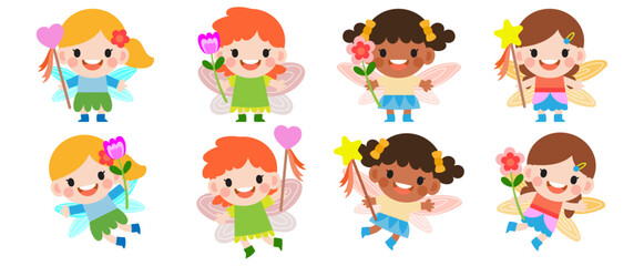 little fairy clipart, Cute beautiful little winged fairies