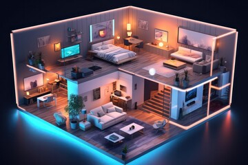 Smart home using modern technology for automatic house,with advanced technology in a modern...