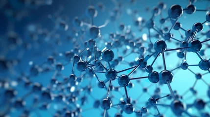 Foto op Plexiglas Blue molecule structure 3D illustration science biotechnology © Damerfie
