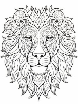 Lion animal Coloring book page 