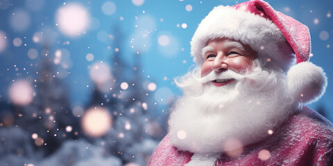 portrait of santa claus with a kind smile, magical christmas atmosphere. ai generative