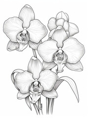 Orchid Coloring book page black
