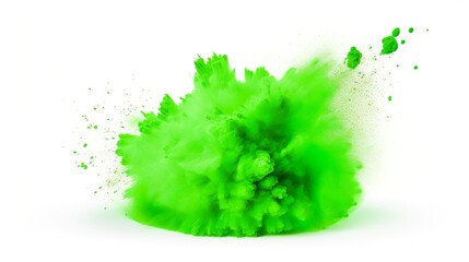 green holi paint splash smoke, color powder explosion. png