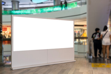 blank horizontal billboard at side of Escalator in shopping mall