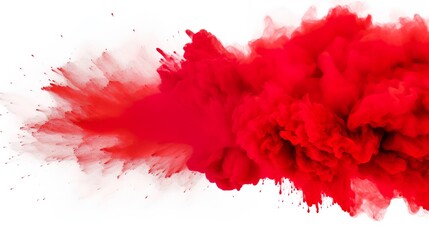 Red and white abstract powder explosion. Splash of paint powder