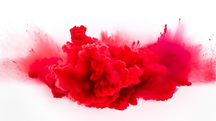 Red and white abstract powder explosion. Splash of paint powder - obrazy, fototapety, plakaty