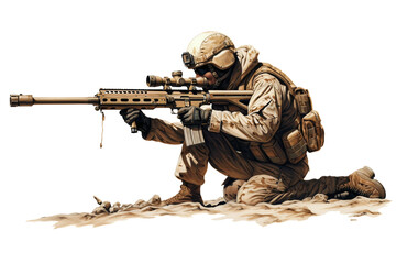 Marine Sniper Overwatch Duty on a transparent background - obrazy, fototapety, plakaty