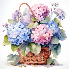 Hydrangeas, Flowers, Watercolor illustrations