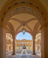 Fototapeta na wymiar The court of Palazzo Anguissola di Grazzano, Piacenza, Italy