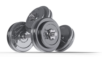 Chrome dumbbell pair on transparent background