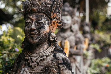 Close up statue portrait in Bali, Indonesia