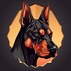 Fototapeta premium A Majestic Black and Brown Dog With Piercing Orange Eyes