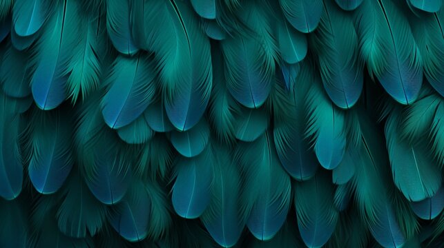 Gorgeous texture background with a dark green, blue feather pattern