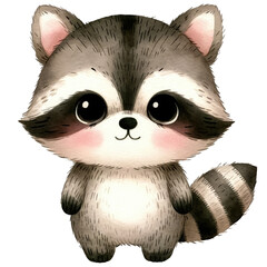 Watercolor Cute Raccoon Clipart