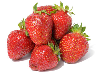 Ripe red strawberries on a white isolated background