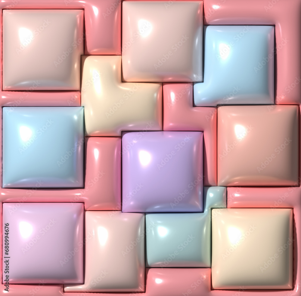 Fototapete abstract background with inflated figures, 3d rendering illustration