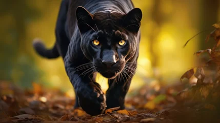 Foto auf Leinwand A sleek black panther with a majestic presence © Rohit
