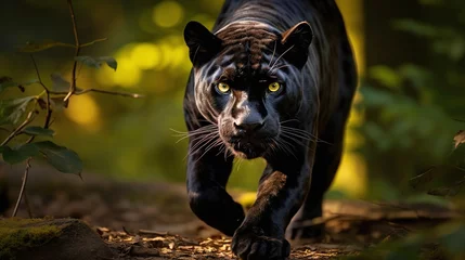 Foto op Canvas A sleek black panther captured in a wildlife-inspired photography session © Rohit