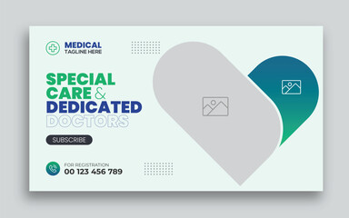 Medical healthcare youtube thumbnail cover and social media web banner design template	