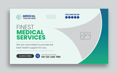 Fototapeta na wymiar Medical healthcare youtube thumbnail cover and social media web banner design template 