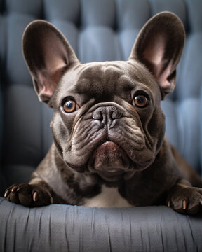 A Contented French Bulldog Captured in a Cozy Pet Photograph