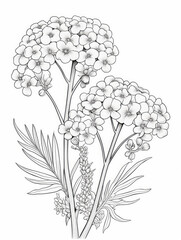 Yarrow Flowers Coloring book page