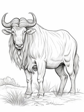 Wildebeest animal Coloring book page