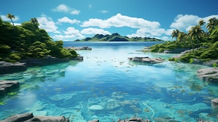 Gorgeous vista of a rounded lagoon in the ocean