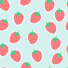 strawberry seamless pattern.fresh strawberry drawing for background, print, fabric, etc