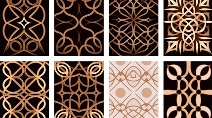 Art deco dividers and decorative golden headers. Victorian book and interior ornament. flat style art illustration on solid background