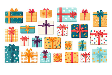 Coffrets cadeaux à thème paquet fond bannière vecteur