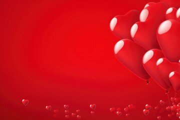Red Valentine's Day background with hearts. Generative AI