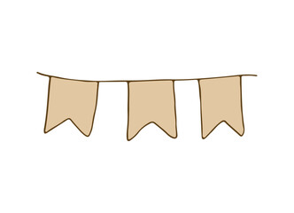 garland of flags on a cord. Retro garland flat isolated on white background. Carnival, birthday, holiday. Vector illustration