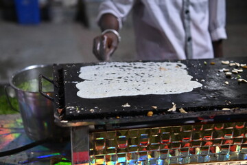 Cooking of Masala dosa food. Indian food. South indian food. Rice flour. 